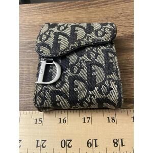 Dior Saddle Trotter Navy Leather Canvas Cigarette Case Great